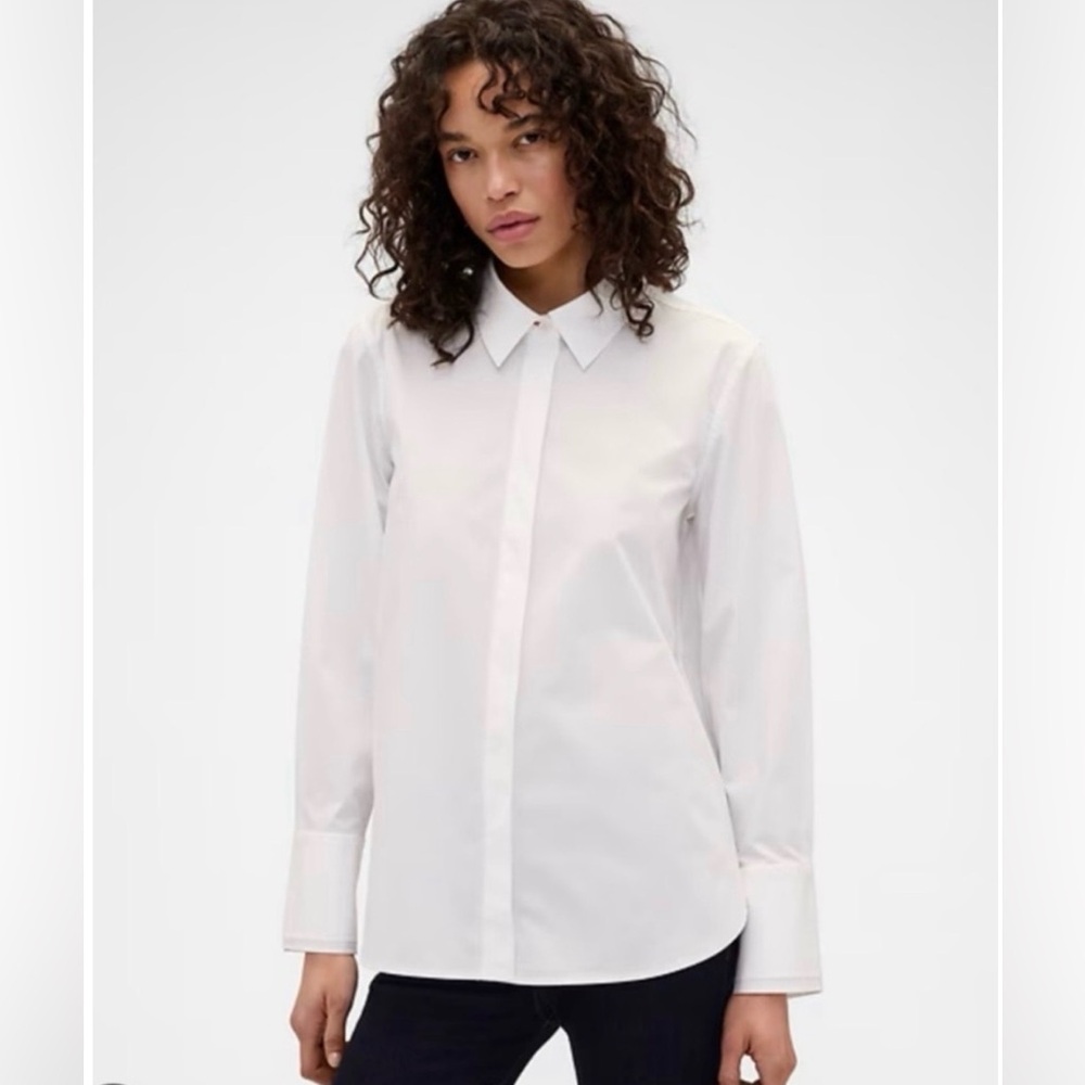NWT Gap x Victoria Beckham White Button-Down Shirt Size L